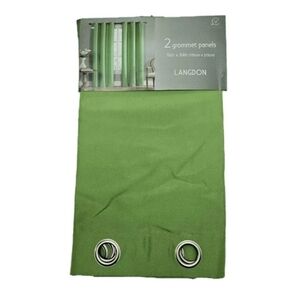 Set Of 2 New Victoria Classics Langdon Grommet Curtain Panels 76x84 Grass Green